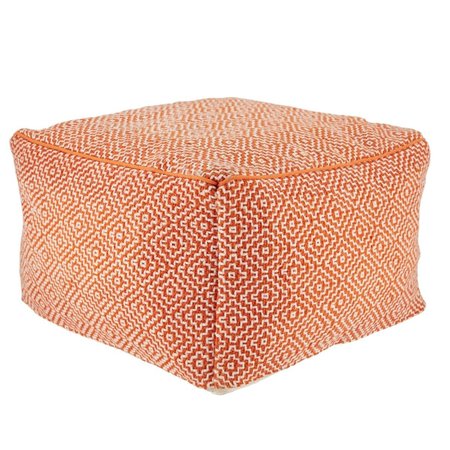 JAIPUR LIVING Loranca Indoor & Outdoor Trellis Orange & White Cuboid Pouf POF100495